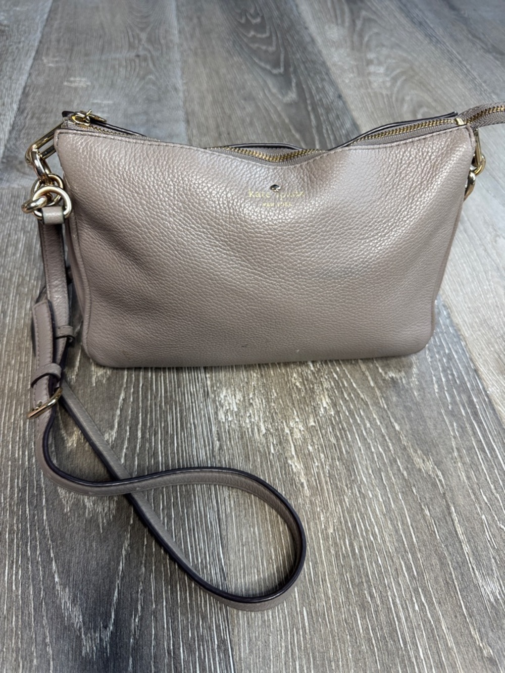 kate spade Pebbled Leather Crossbody - Taupe Gray